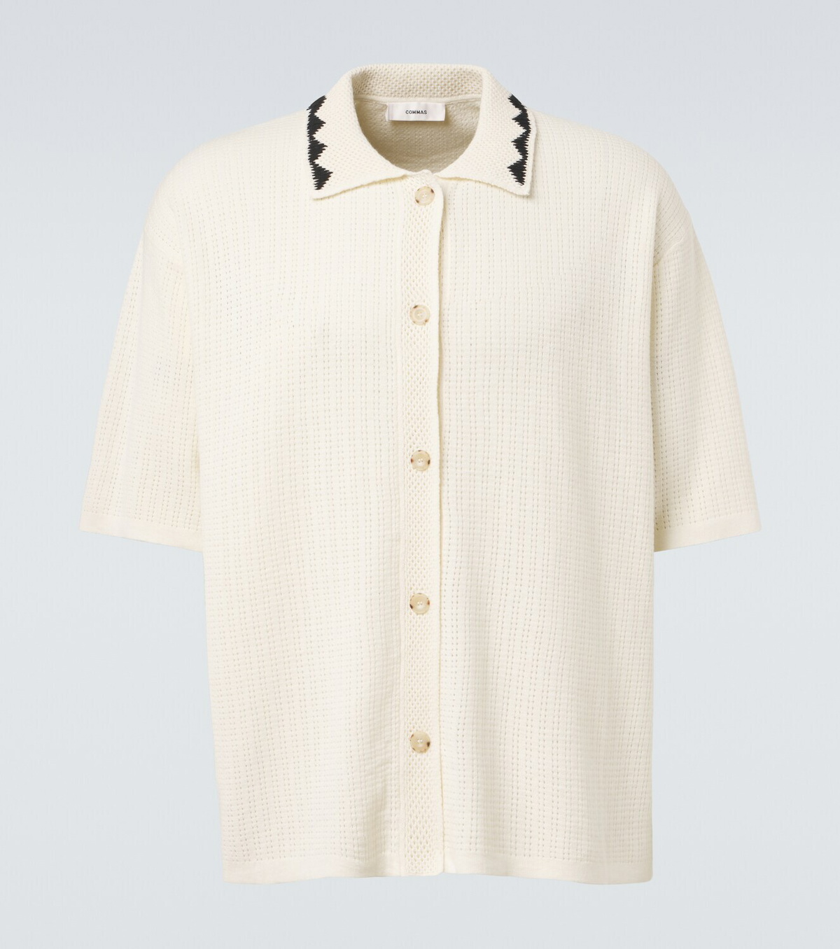 Commas Embroidered crochet cotton-blend top