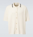 Commas Embroidered crochet cotton-blend top