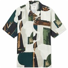 Folk Men's Gabe Vacation Shirt in Cutout Print Olive Multi