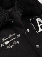 AMIRI - Always on Point Embellished Wool-Blend Twill Varsity Jacket - Black