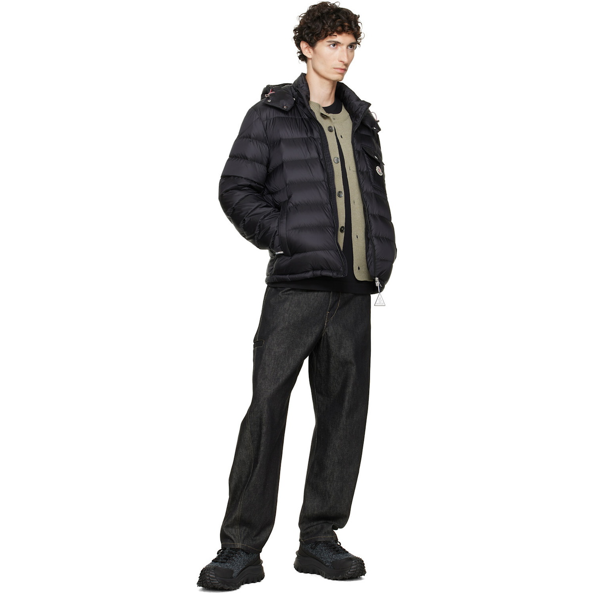 Moncler Black Verith Hooded Short Down Jacket