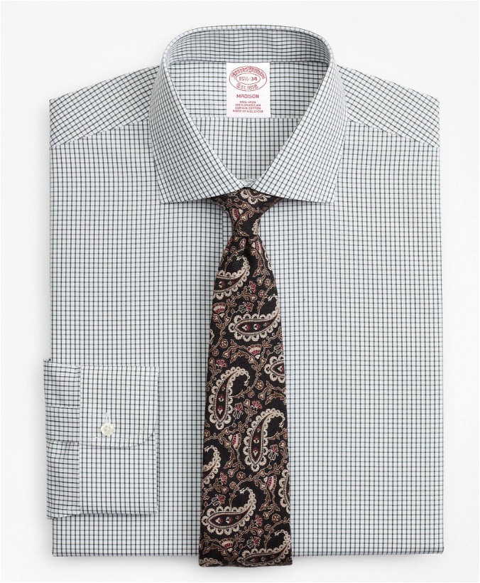 Photo: Brooks Brothers Men's Madison Relaxed-Fit Dress Shirt, Non-Iron Windowpane | Green