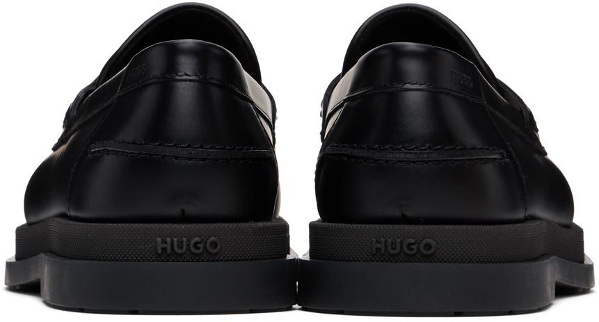【関税込み】Hugo ブラック Brush-Off レザー ローファー Hugo Black Rubber Sole Brush-Off Leather Loafers Hugo Boss