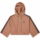 Adidas Women's 3-Stripe Cropped Hoody in Clay Strata