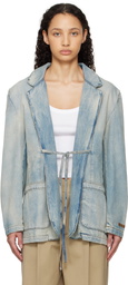 MSGM Blue Faded Denim Jacket