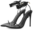 Femme LA Women's Luce Lace Up Sandal Heel in Black