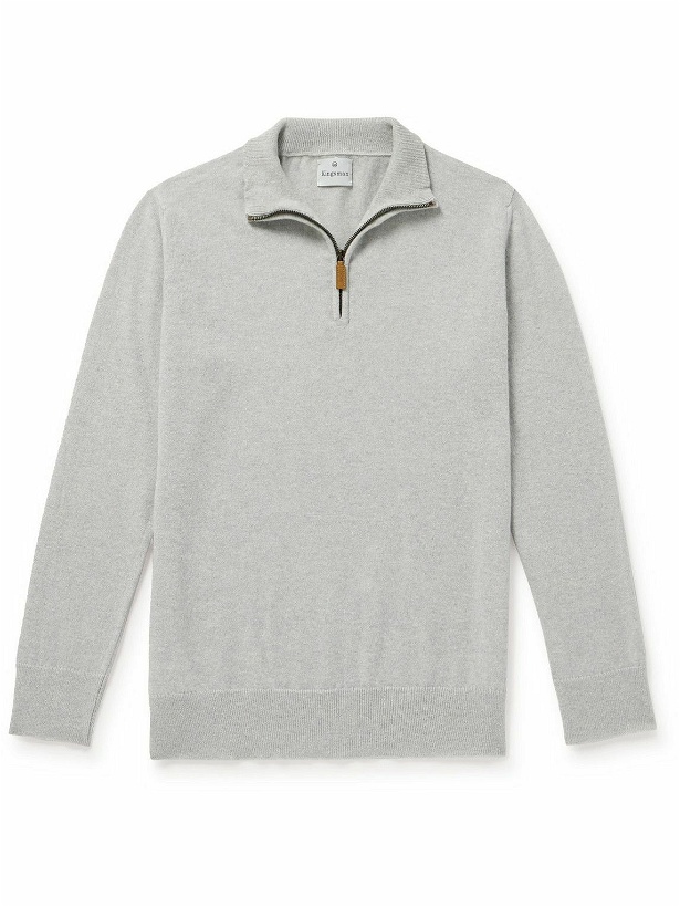 Photo: Kingsman - Wade Merino Wool and Cashmere-Blend Half-Zip Sweater - Gray