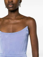 Alex Perry Blue Corset Satin Midi Dress