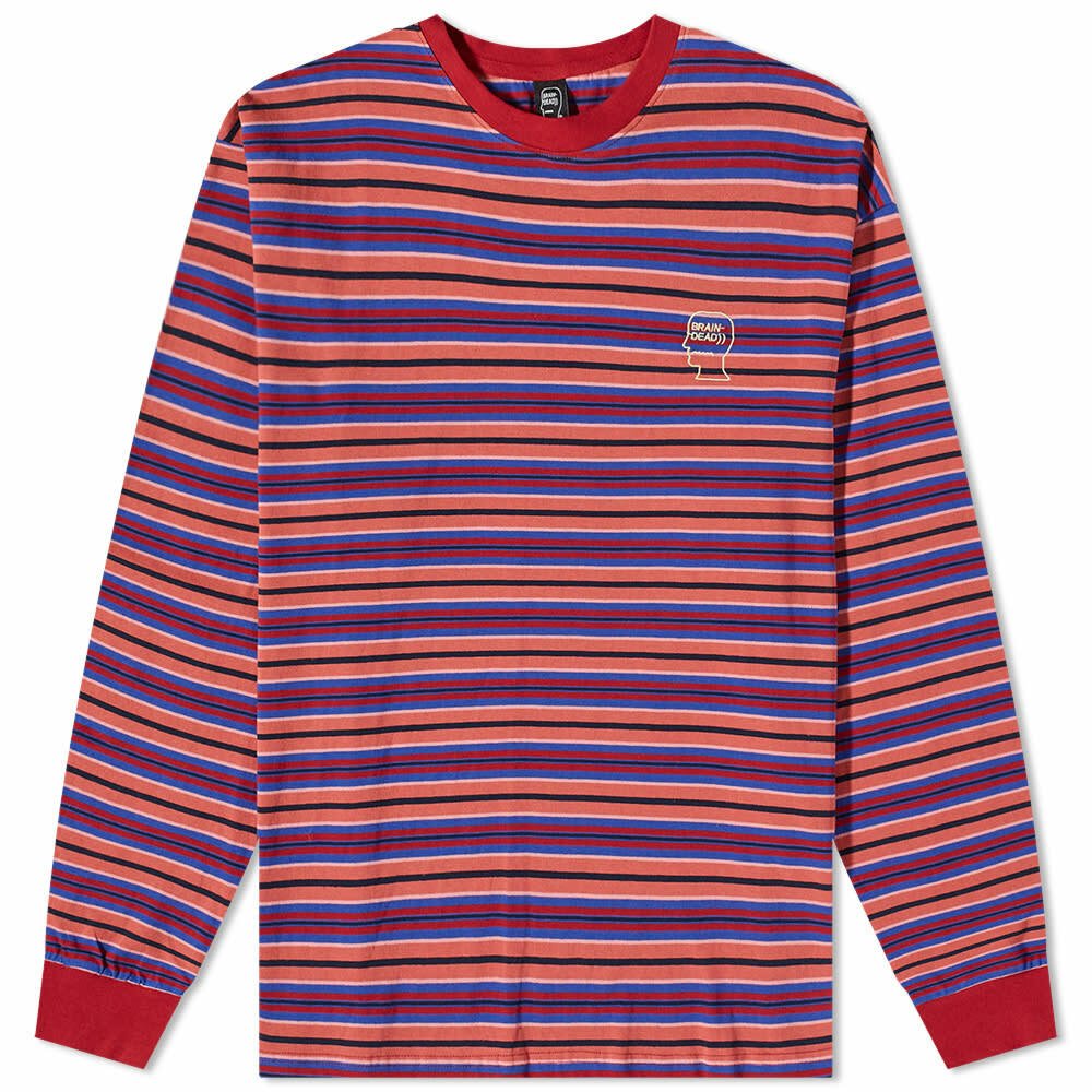 Brain Dead Men's 92 Striped Long Sleeve T-Shirt in Cherry