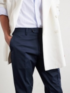 Lardini - Tapered Cotton-Blend Twill Trousers - Blue
