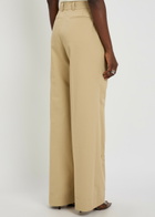 Tory Burch Belted Straight-leg Cotton-twill Trousers Khaki
