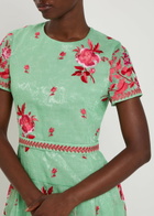 Erdem Floral Belted Cotton and Silk-blend Midi Dress Mint
