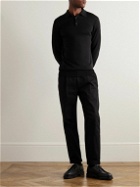 Sunspel - Slim-Fit Merino Wool Polo Shirt - Black