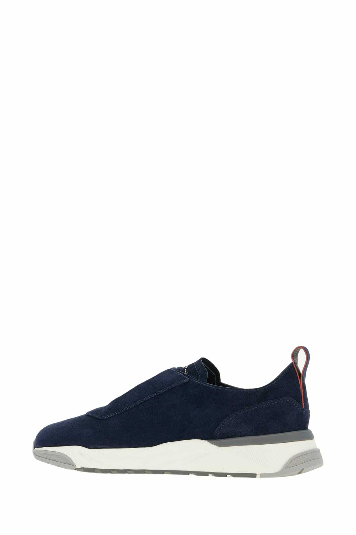 Santoni Navy Blue Suede Sneakers