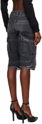 Givenchy Black Faded Denim Shorts