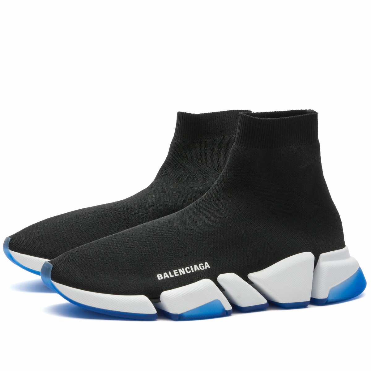 Balenciaga Men s Speed 2.0 Clearsole Sneakers in Black White Balenciaga