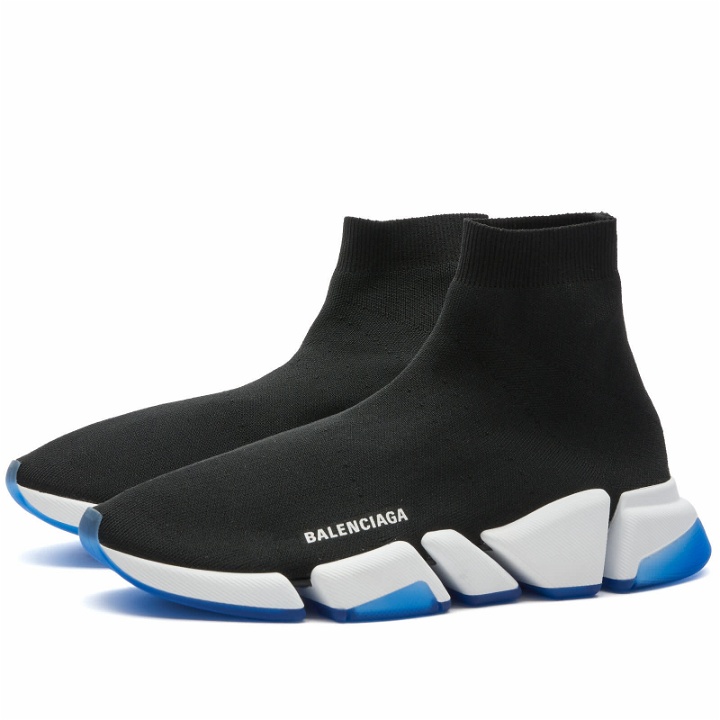 Photo: Balenciaga Men's Speed 2.0 Clearsole Sneakers in Black/White