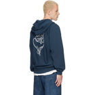 Kenzo Navy Kenzo Paris 'KENZO Tulip' Embroidered Zip Up Hoodie