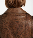 Golden Goose - Leopard-print leather biker jacket