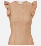Zimmermann Aster ruffled pointelle lamé top