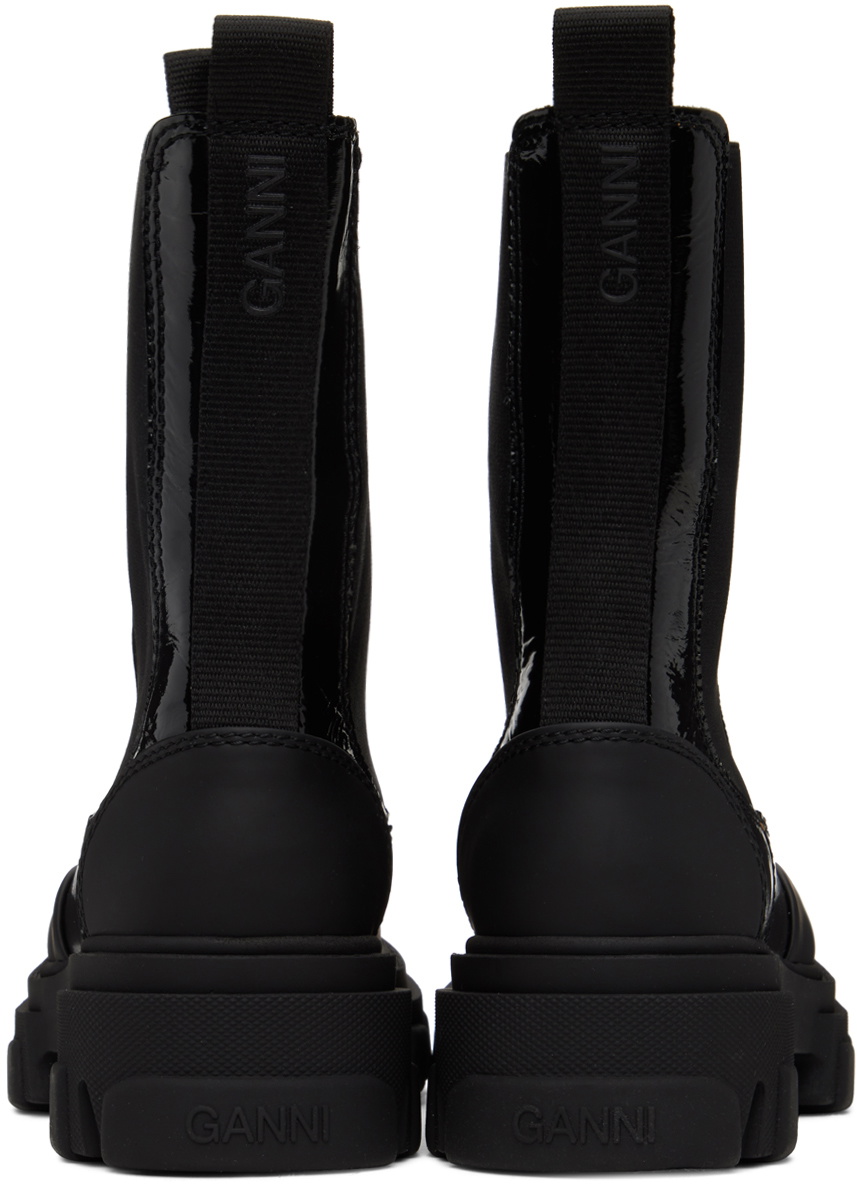 GANNI Black Cleated Mid Chelsea Boots GANNI