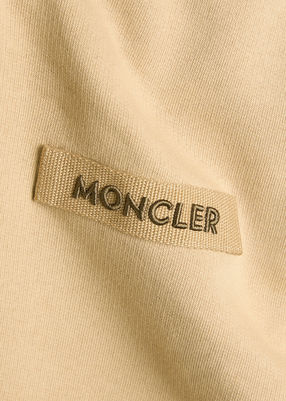 Moncler Striped-trim Hooded Cotton Sweatshirt Beige