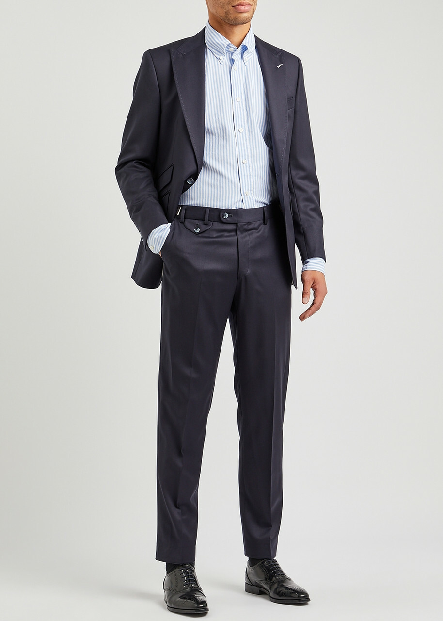 Eton Blue Striped Cotton Oxford Shirt
