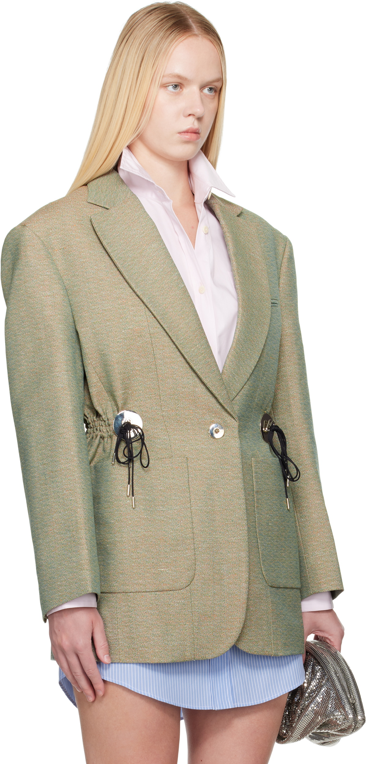 Rabanne Green Mottled Wool Blazer