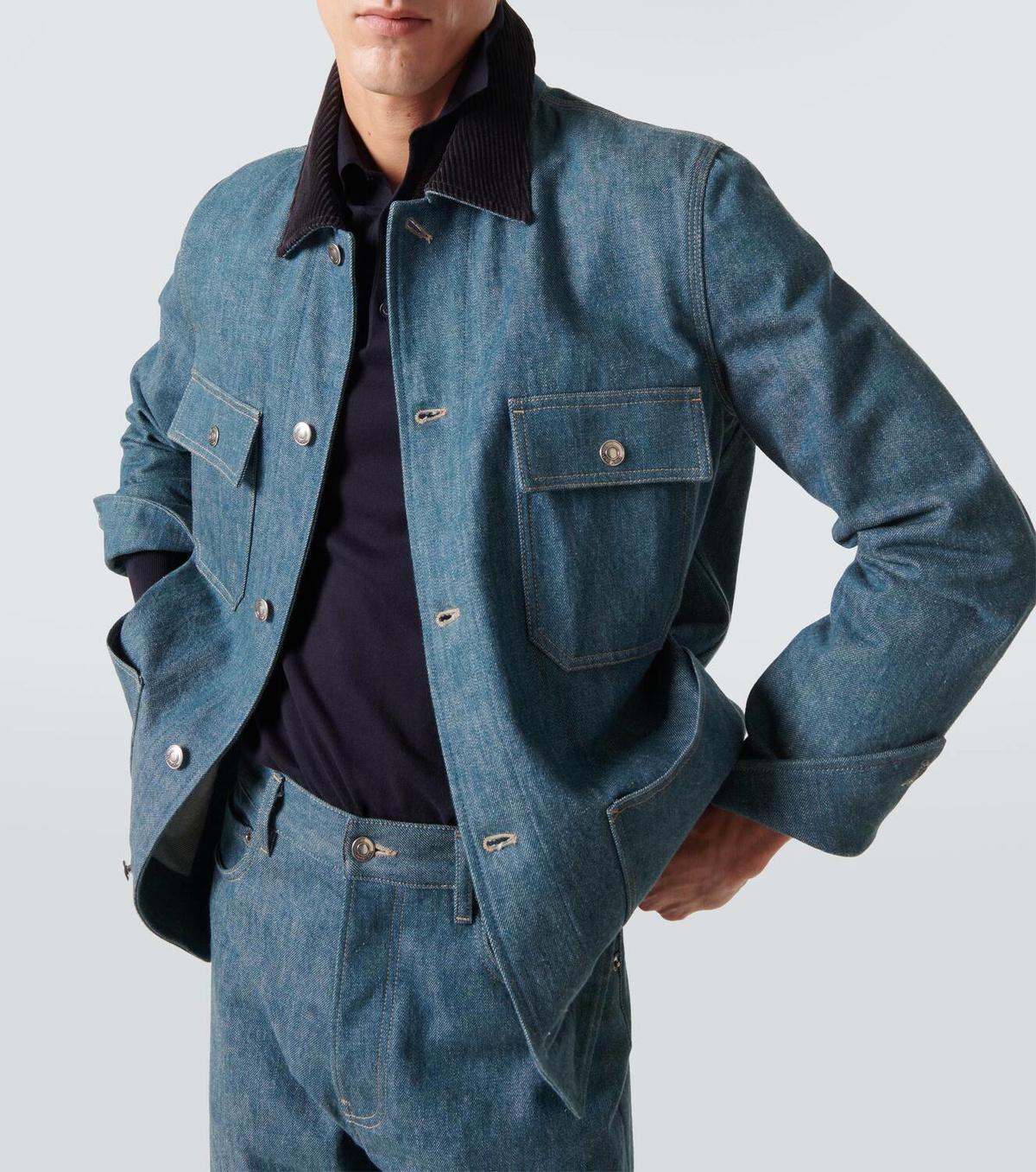 Loro Piana Conley corduroy-trimmed denim jacket