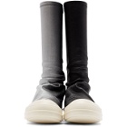 Rick Owens Black and Silver Degrade Stretch Sock Sneakers