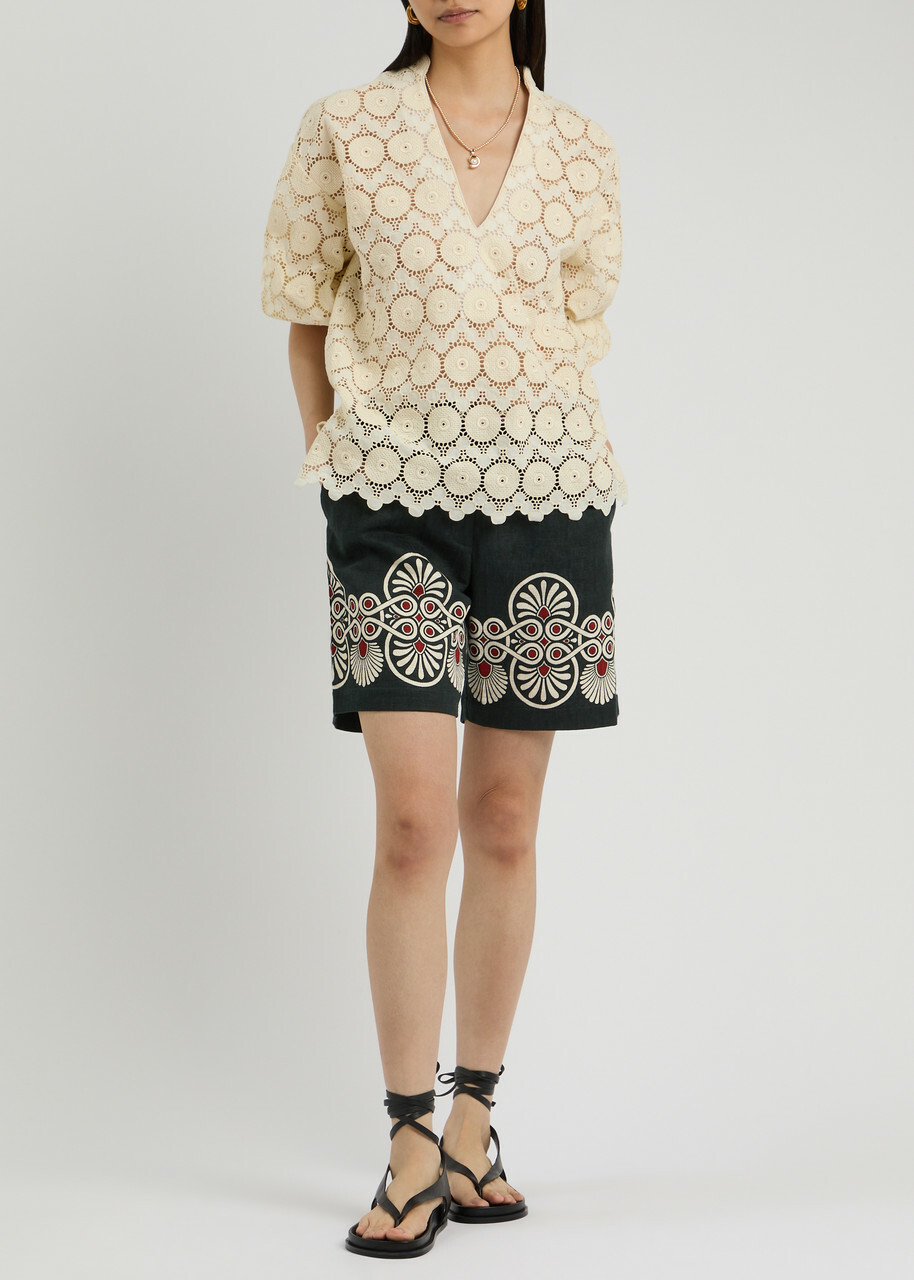 LA Double J Boyfriend Printed Woven Cotton Shorts Multicoloured