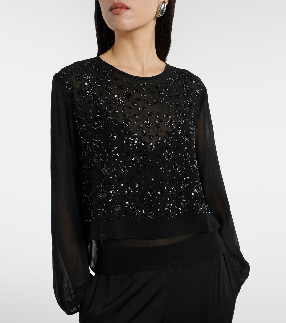 Velvet Marlowe sequinned sheer top