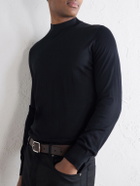 Brunello Cucinelli - Silk and Cotton-Blend Rollneck Sweater - Black