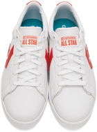 Converse White & Orange Leather Pro OX Sneakers