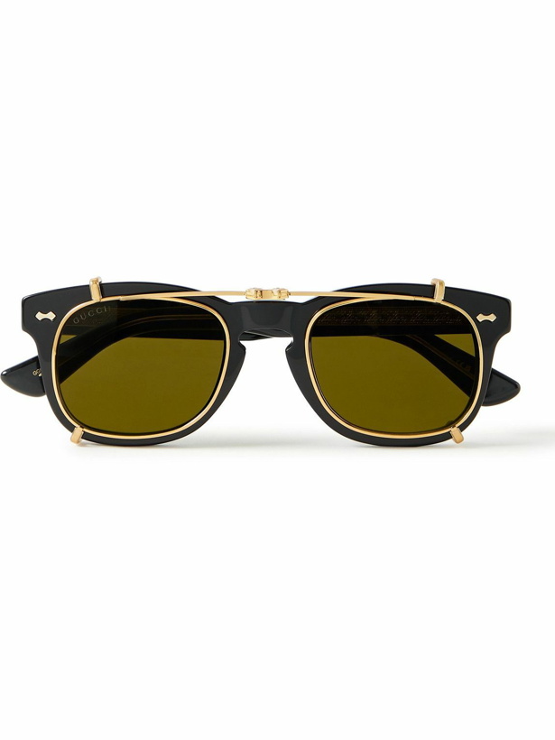 Photo: Gucci Eyewear - D-Frame Acetate and Gold-Tone Sunglasses