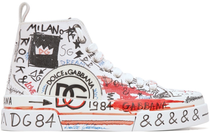 Photo: Dolce & Gabbana Multicolor Graffiti Portofino High Sneakers