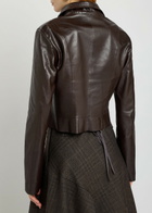 Our Legacy Concealed Funnel-neck Leather Jacket Brown