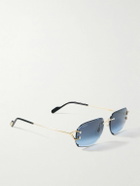 Cartier Eyewear - Signature C Rimless Rectangular-Frame Gold-Tone Sunglasses