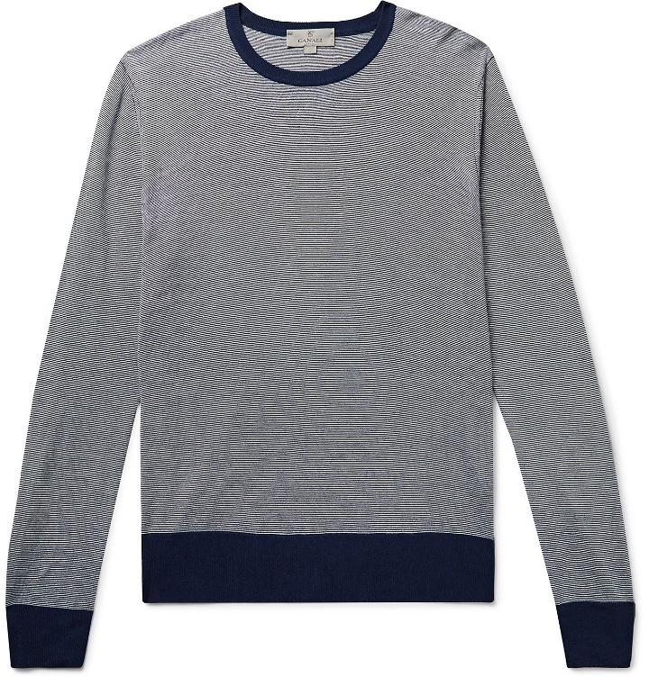 Photo: CANALI - Slim-Fit Striped Knitted Sweater - Blue
