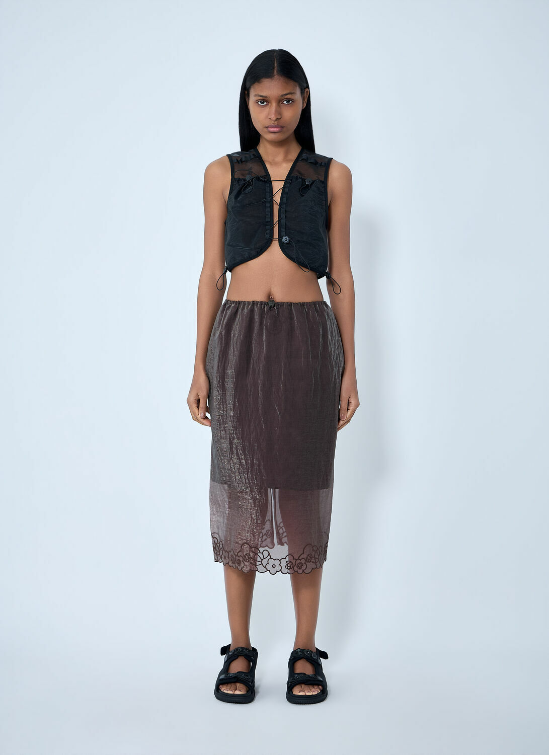 Cecilie Bahnsen Mesh Panel Crop Top