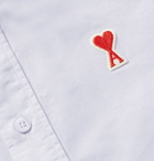 AMI - Button-Down Collar Logo-Appliquéd Cotton Oxford Shirt - Neutrals