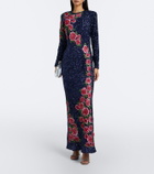 Là Fuori Rose Nocturne embellished gown