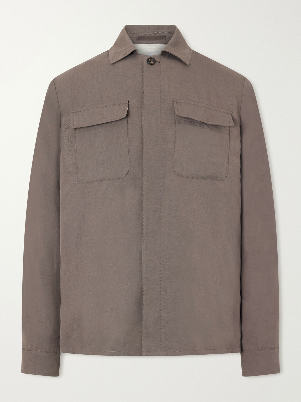 Eleventy - Lyocell and Linen-Blend Shirt - Brown