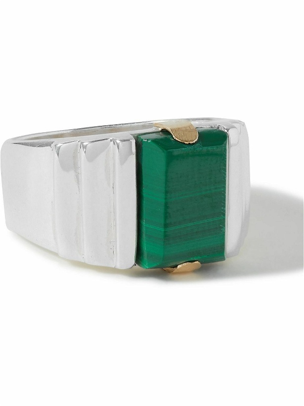 Photo: Maiden Name - Throwing Fits The Large Ari Sterling Silver Malachite Ring - Silver