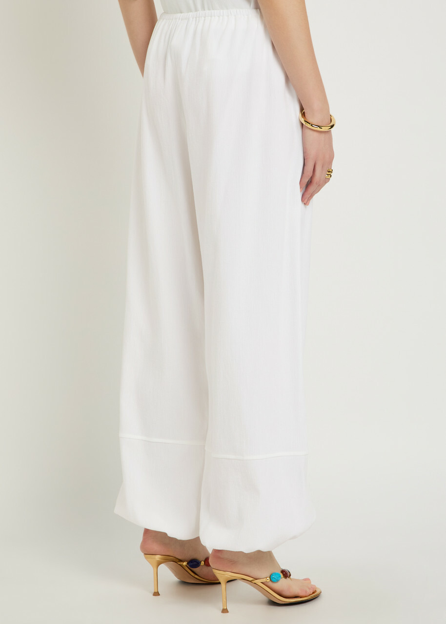 Stella Mccartney Embellished-chain Balloon-leg Cotton Trousers White