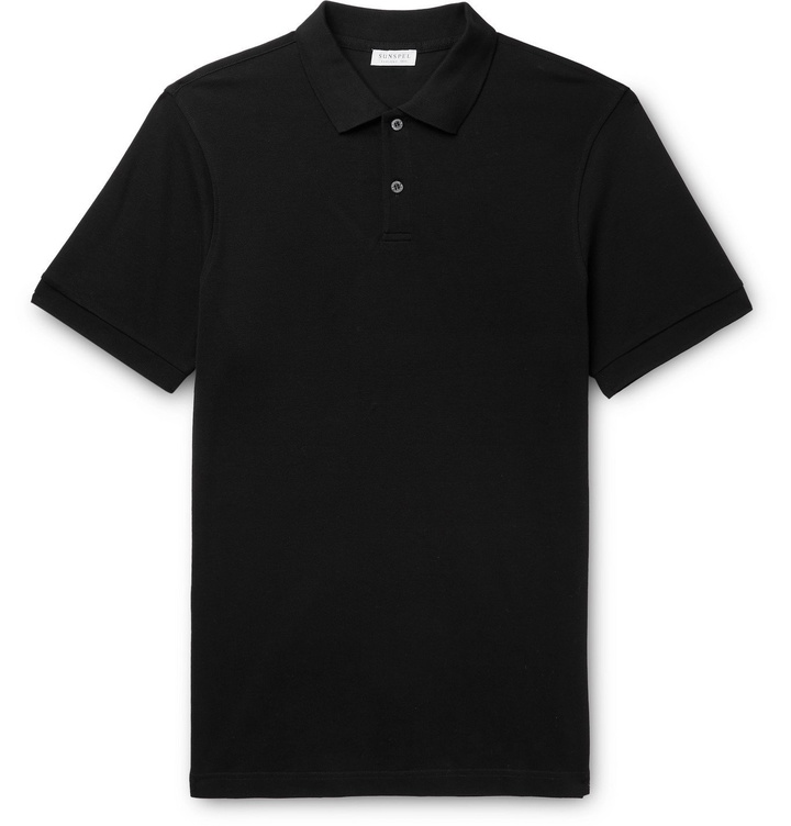 Photo: Sunspel - Cotton-Piqué Polo Shirt - Black