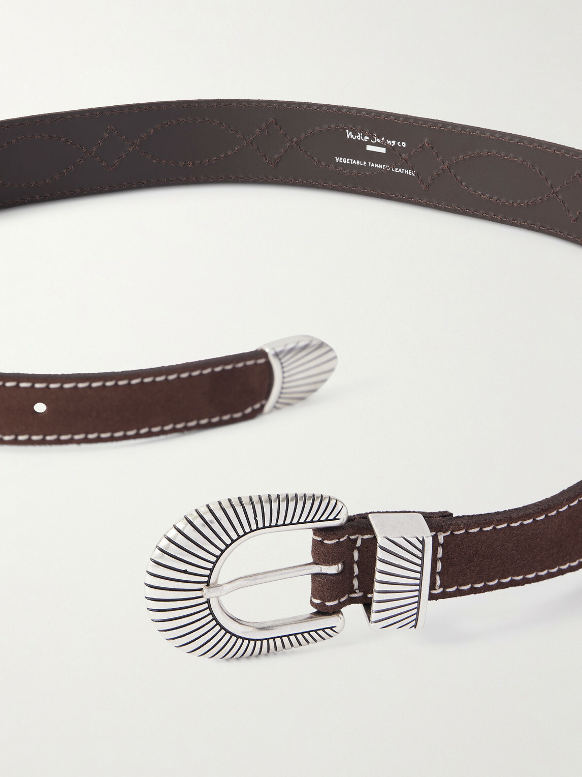 Nudie Jeans - 4cm Western Embroidered Suede Belt - Brown