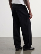 A.PRESSE - Straight-Leg Cotton and Silk-Blend Piqué Trousers - Black