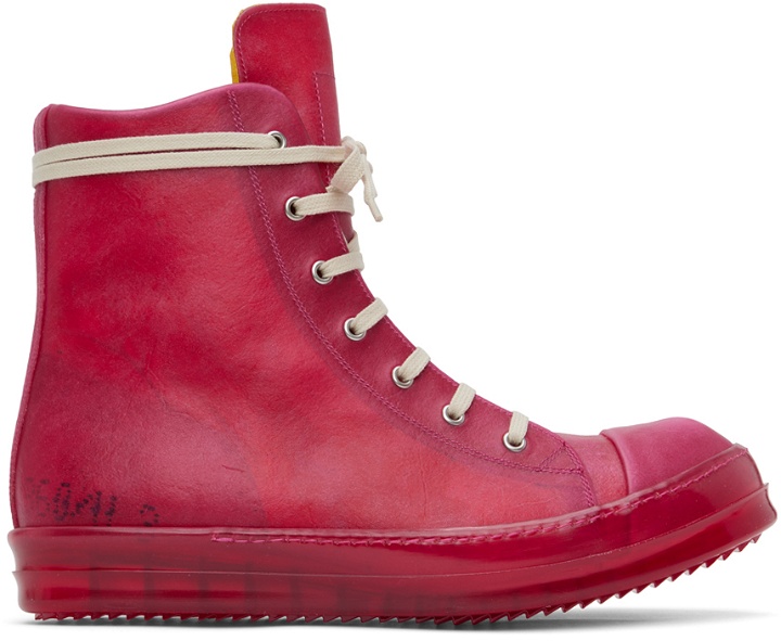 Photo: Rick Owens Red Translucent Leather High Sneakers
