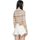 JW Anderson Beige and White Rib Neckband Turtleneck